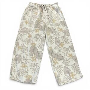 Island Traders‎ Capri Pants Women's L Floral Elastic Drawstring Pockets
